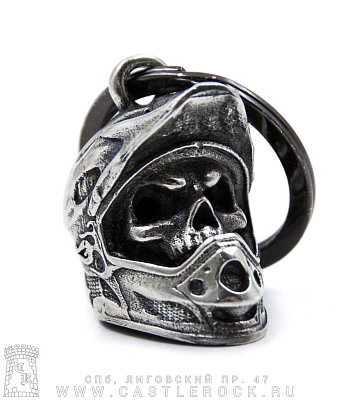 колокольчик-оберег череп байкера в шлеме