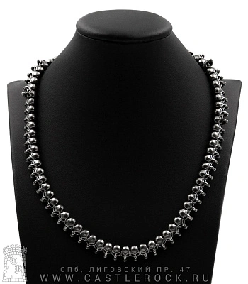 бусы стальные черепа (кожаный шнурок, 12 мм)