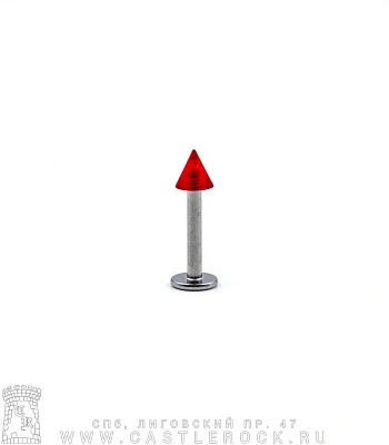 Лабрет Сталь с Акриловым Шипом (красным) 1,6 х 10 х 4