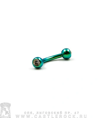 Микробанан Сталь Зеленый с Шариками со Стразами (прозрачными) 1,2 х 8 х 3/3