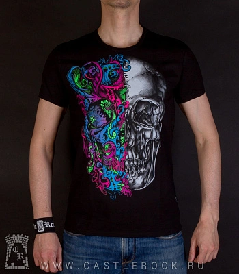 футболка череп логический творческий (светится)
