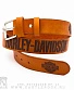 ремень кожаный harley-davidson (гравировка, лого, рыжий)