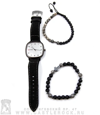 часы наручные с фенечками циферблат квадратный (черные)