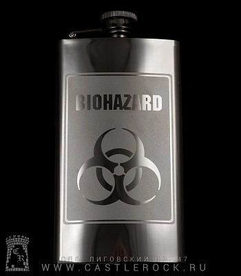 фляга стальная с гравировкой biohazard 6 oz