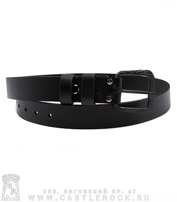 ремень кожаный полотно (кованая пряжка, черный, 33 мм)
