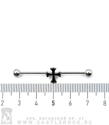 Штанга Индастриал Сталь с Шариками и Крестом Геральдическим (эмаль) 1,2 х 38 х 5/5