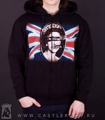 балахон на молнии sex pistols "god save the queen" (принт спереди)