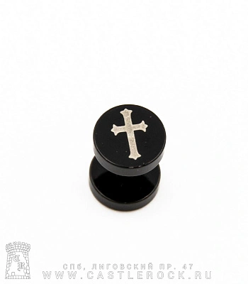 Обманка Плага Сталь Черная с Гравировкой Крест Боттонни 1,2 х 6 х 8/8
