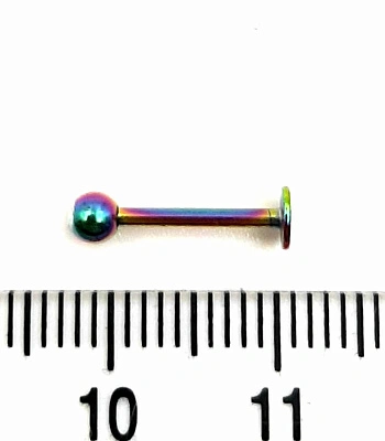 Лабрет Сталь "Бензиновый" с Шариком со Стразом (перламутровым) 1,2 х 10 х 3