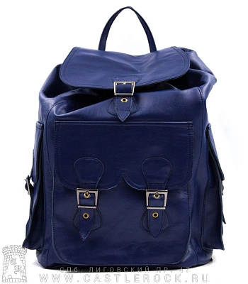 рюкзак кожаный o'skull синий яркий (большой)