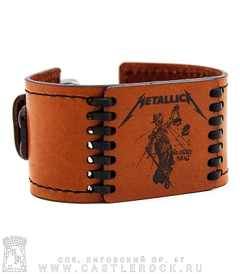 браслет кожаный с гравировкой metallica "and justice for all"