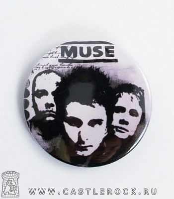 значок muse (группа, ч/б)