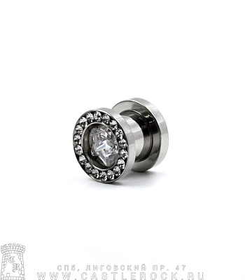 Плаг Сталь с Камнем Звезда (прозрачным) 8 мм