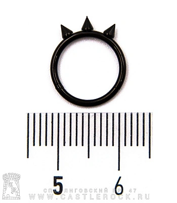 Сегментное Кольцо Кликер Сталь Черное с Шипами 1,2 х 10