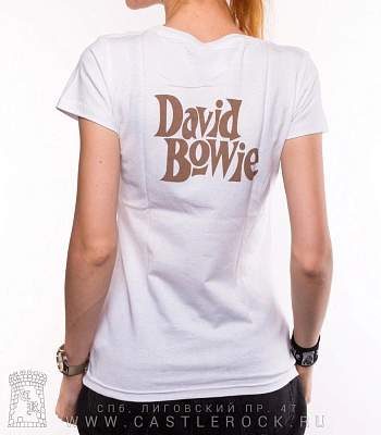 женская футболка david bowie (красное лого, белая)