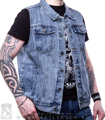 жилет джинсовый голубой (потертый) #2301