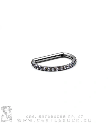 D-Образное Кольцо Кликер Титан 1,2 х 10 (кристаллы прозрачные)