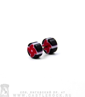 Обманка Плага Сталь с Акриловыми Шайбами Цветок (черно-красная) 1,2 х 6 х 8/8