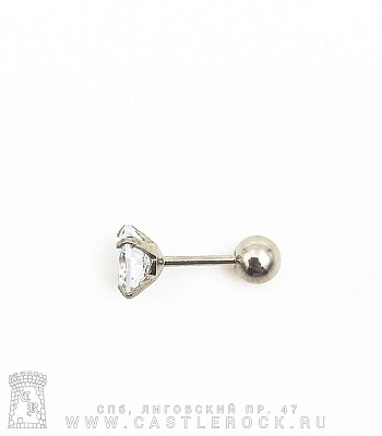 Микроштанга Сталь со Стразом (прозрачным) 0,8 х 6 х 4/6