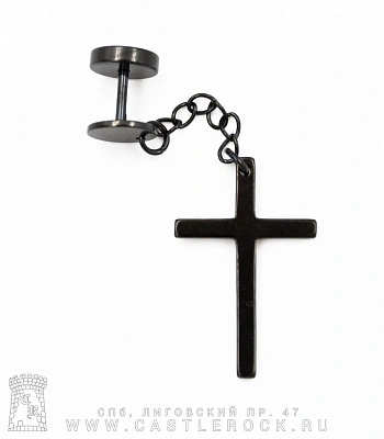 Обманка Плага Сталь Черная с Подвеской Крест (цепочка) 1,2 х 6 х 8/8