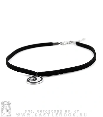 чокер пентаграмма и месяц (эмаль, текстиль)