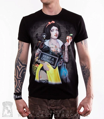 футболка белоснежка в тату "rent a gnomes" (светится)