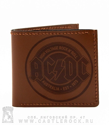 портмоне с гравировкой ac/dc "high voltage rock'n'roll. australia est. 1973" (ручная работа)