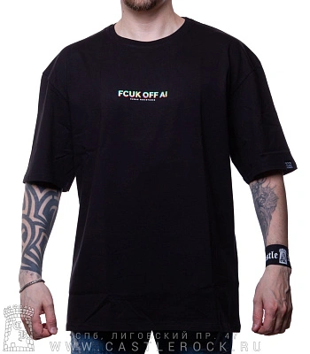футболка fcuk off ai human resistance (оверсайз, светится)