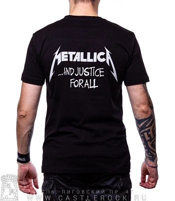футболка metallica "and justice for all" (ч/б, стена)