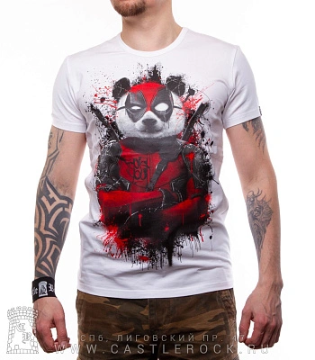 футболка панда дэдпул pandapool (белая, светится)