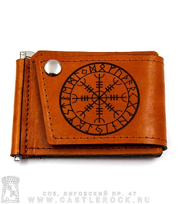 зажим для купюр с держателем карт агисхьяльм в руническом круге (гравировка, ручная работа)