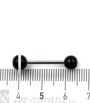 Штанга Сталь с Акриловыми Шариками Сатурн (черными) 1,6 х 16 х 6/10