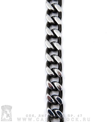 браслет стальной цепь панцирная (звенья усеченные, затемненные, 10 мм)