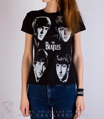 женская футболка beatles (группа, принт большой)