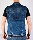жилет джинсовый синий "my life my rules" (потертый) 052-01