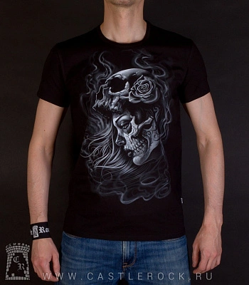 футболка santa muerte (ч/б, светится)