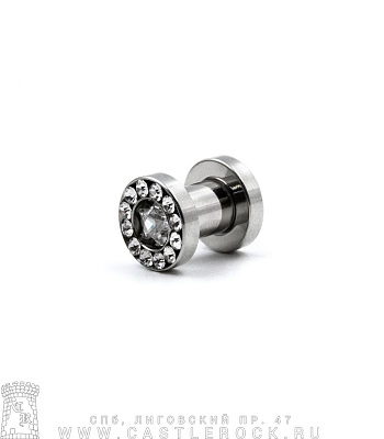 Плаг Сталь с Камнем Звезда (прозрачным) 5 мм