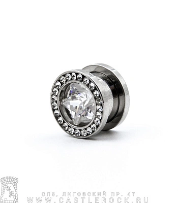 Плаг Сталь с Камнем Звезда (прозрачным) 12 мм