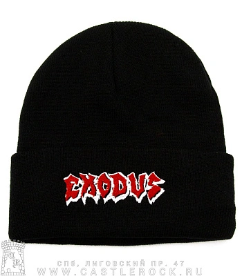 шапка с отворотом и вышивкой exodus