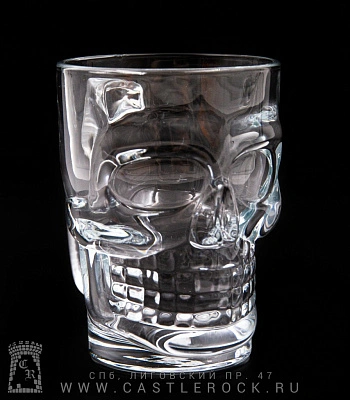 кружка пивная стеклянная череп (рельефная, 350 мл)