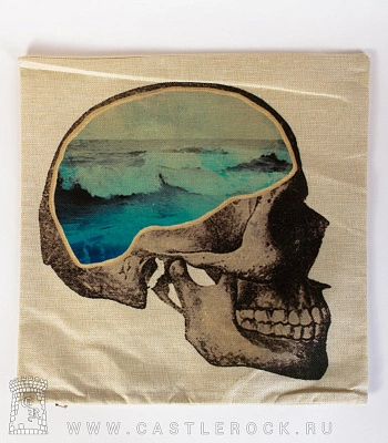 чехол на подушку череп с мыслями о море