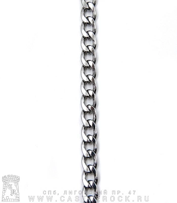 браслет стальной цепь панцирная (звенья округлые, длинные, плоский, 6 мм)