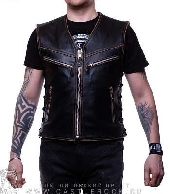 жилет кожаный классический castle rock st-petersburg с тиснением