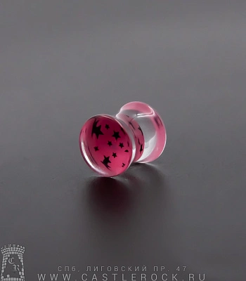 Плаг Акрил Звезды (прозрачный с розовым) 8 мм