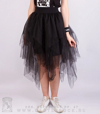 юбка из фатина черная (длинная, клинья)