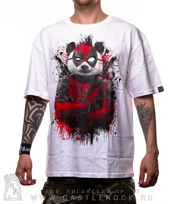 футболка панда дэдпул pandapool (белая, оверсайз, светится)