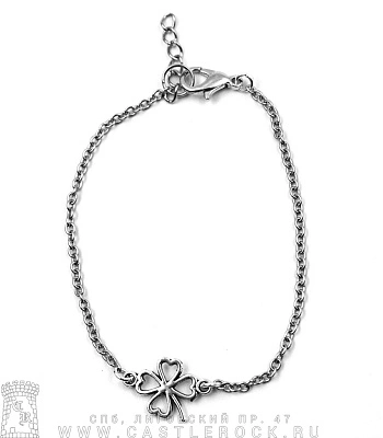 браслет на цепочке клевер четырехлистник