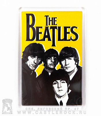 магнит прямоугольный beatles (группа ч/б, желтый)