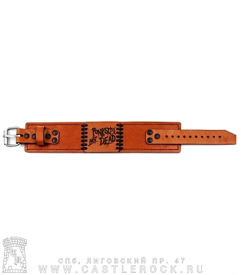 браслет кожаный с гравировкой punks not dead