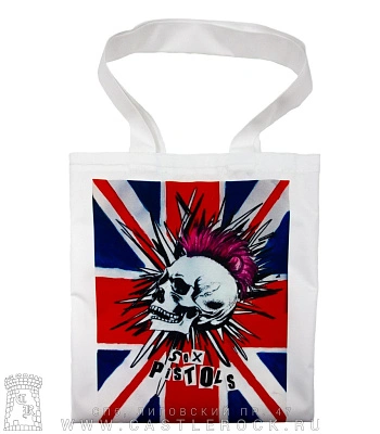 сумка шоппер sex pistols (череп, белая)